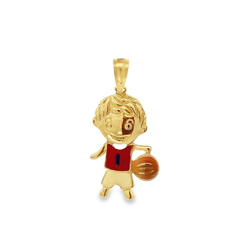 DIJE ORO AMARILLO FORMA DE NIÑO JUGADOR 18K