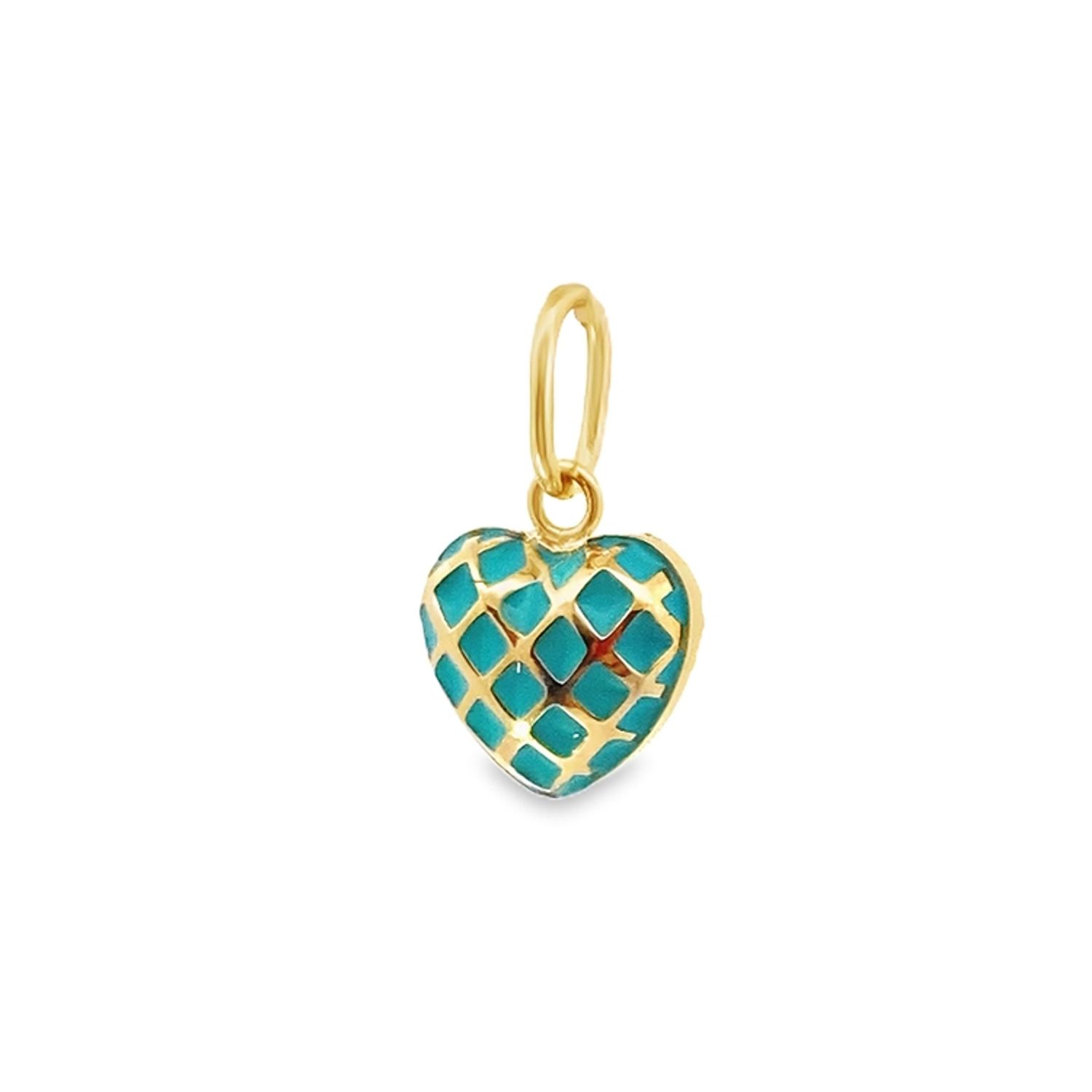 DIJE ORO AMARILLO CORAZON TURQUESA ENAMEL MEDIANO 18K