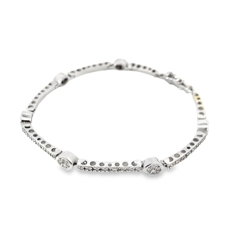 BRAZALETE ORO BLANCO TENNIS DIAMANTES 18K