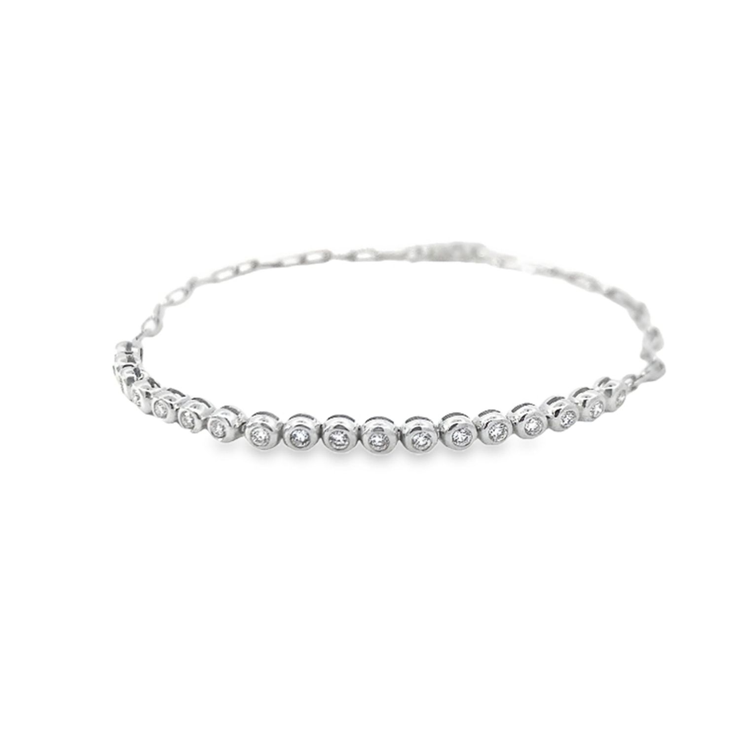 BRAZALETE ORO BLANCO DIAMANTES 14K
