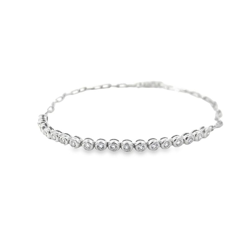 BRAZALETE ORO BLANCO DIAMANTES 14K