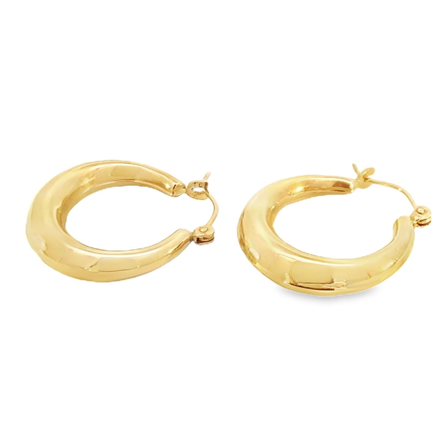 ARETES ORO AMARILLO ARGOLLAS MEDIANA GORDITA LISA 14K