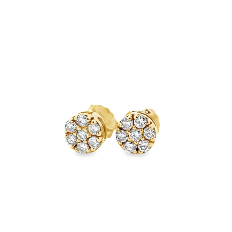 ARETES ORO AMARILLO DORMILONA DIAMANTES DISEÑO FLOR 18K D.40