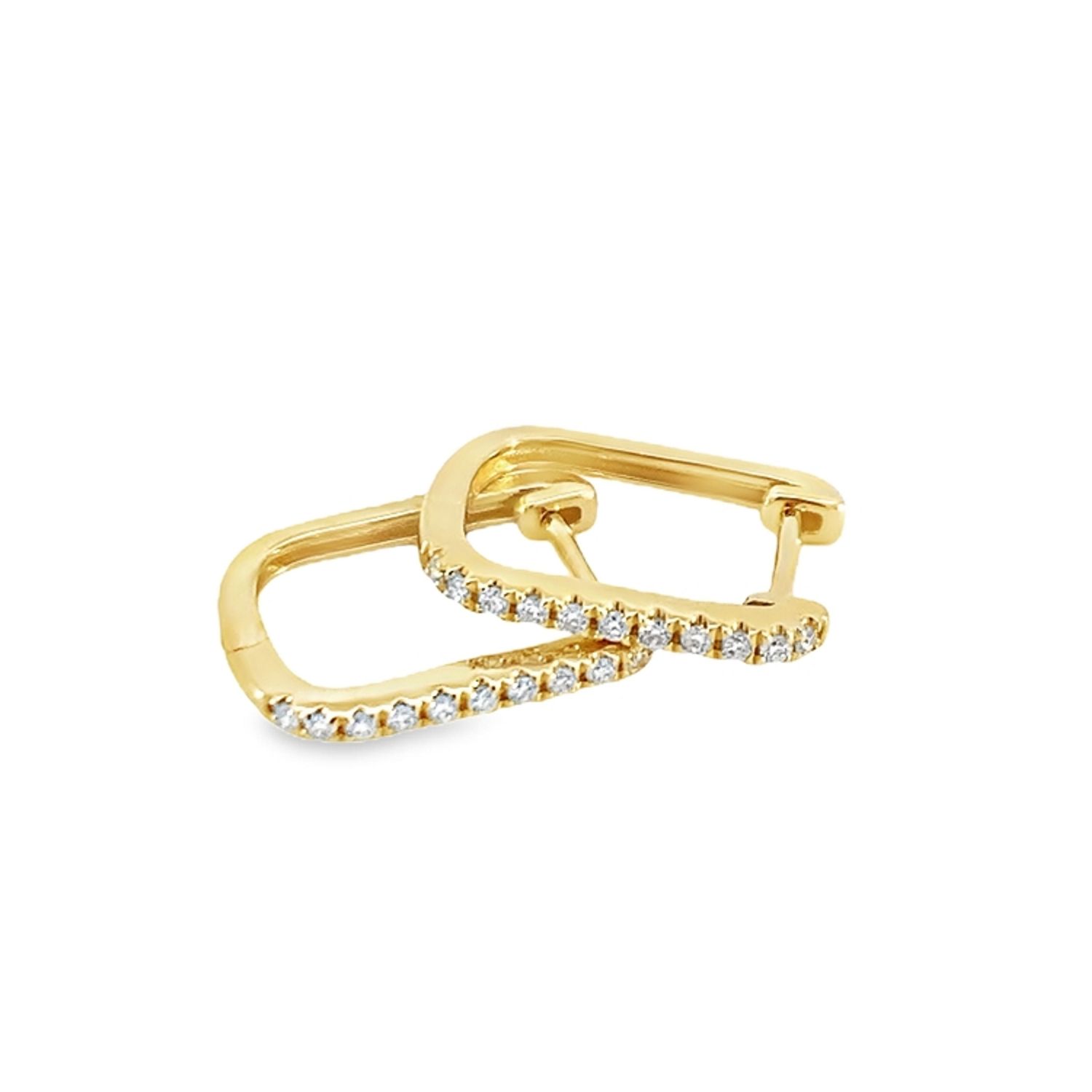 ARETES ORO AMARILLO ARGOLLITA CUADRADA DIAMANTES 14K