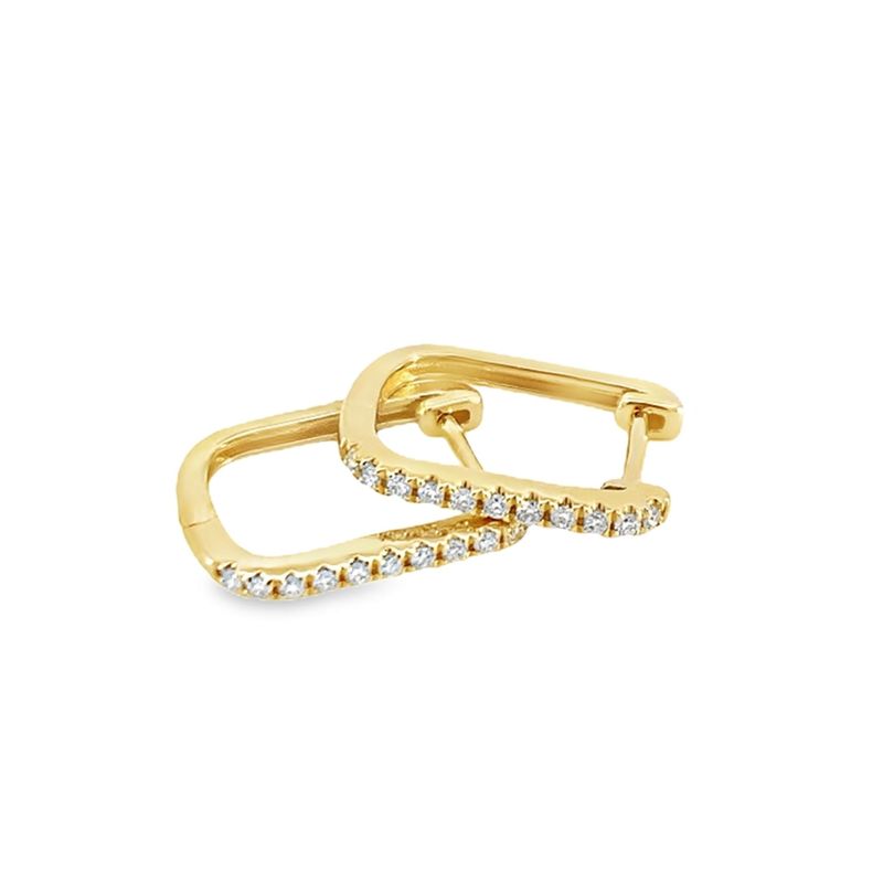 ARETES ORO AMARILLO ARGOLLITA CUADRADA DIAMANTES 14K