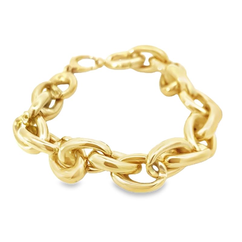 BRAZALETE ORO AMARILLO ARGOLLAS GRUESA LISA 14K