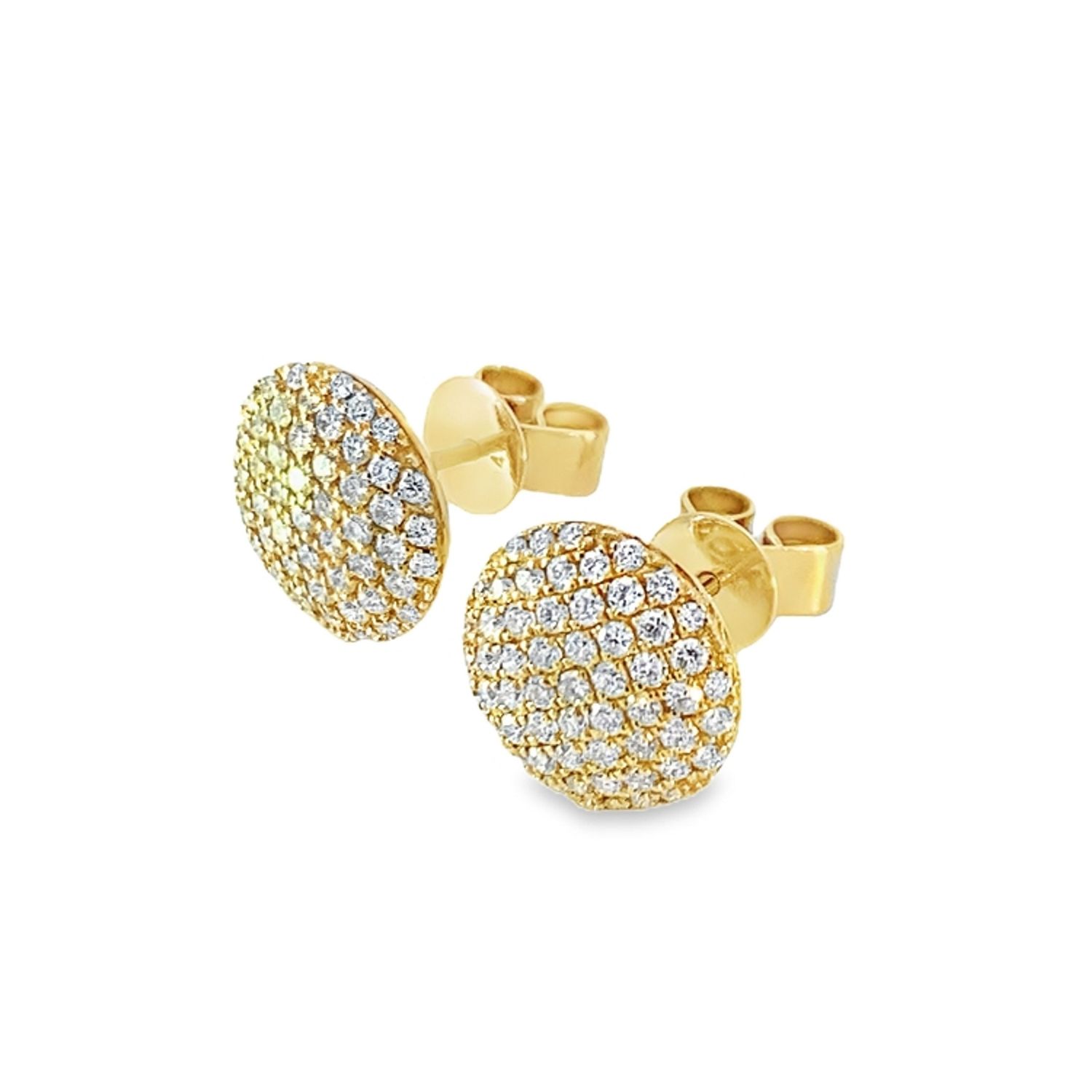 ARETES ORO AMARILLO DORMILONA DIAMANTES PAVET REDONDO 14K D.86