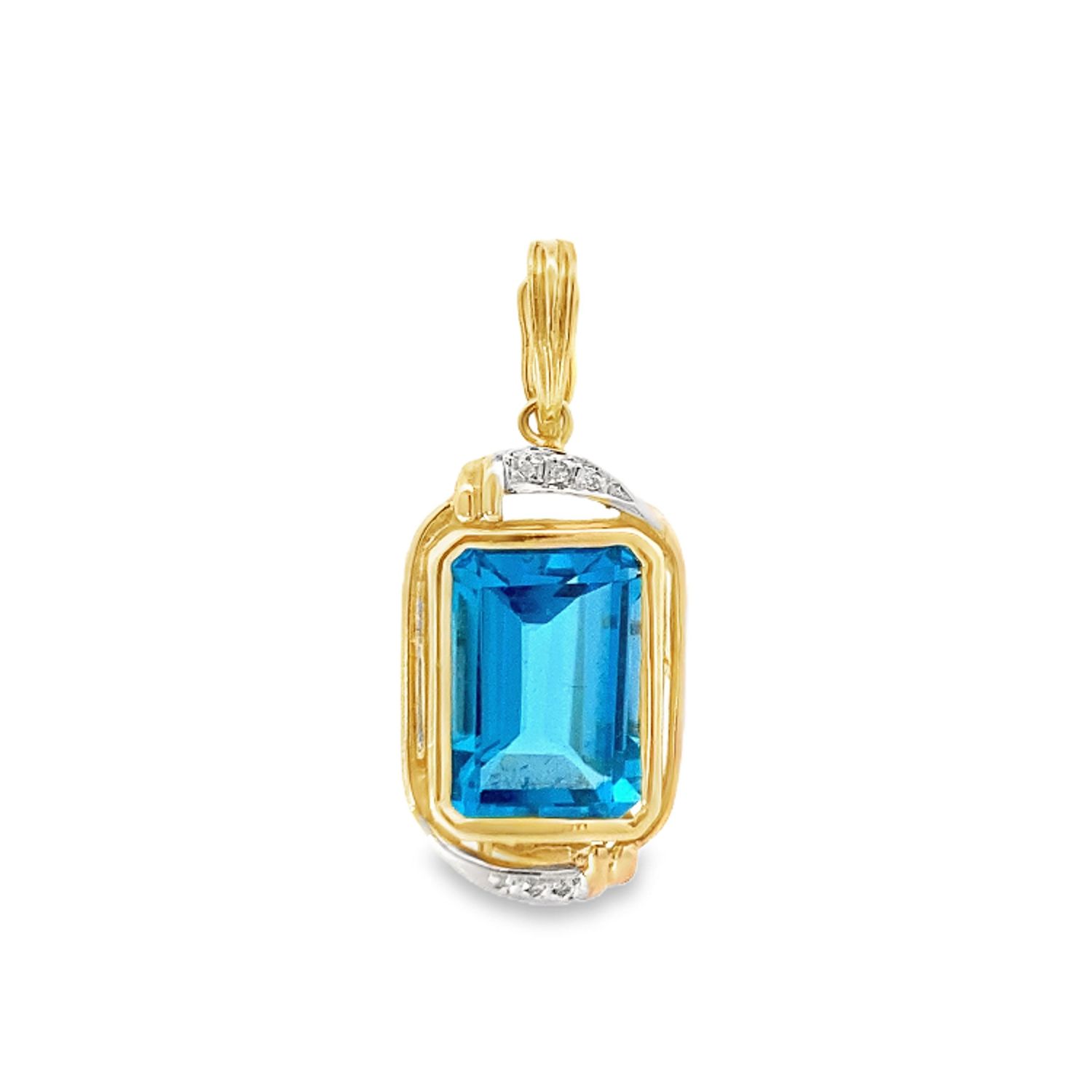 DIJE ORO AMARILLO TOPACIO AZUL Y DIAMANTES PAVET 14K