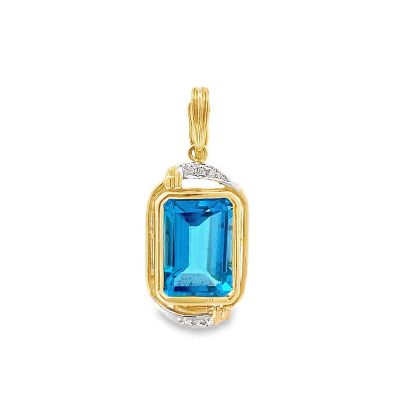 DIJE ORO AMARILLO TOPACIO AZUL Y DIAMANTES PAVET 14K