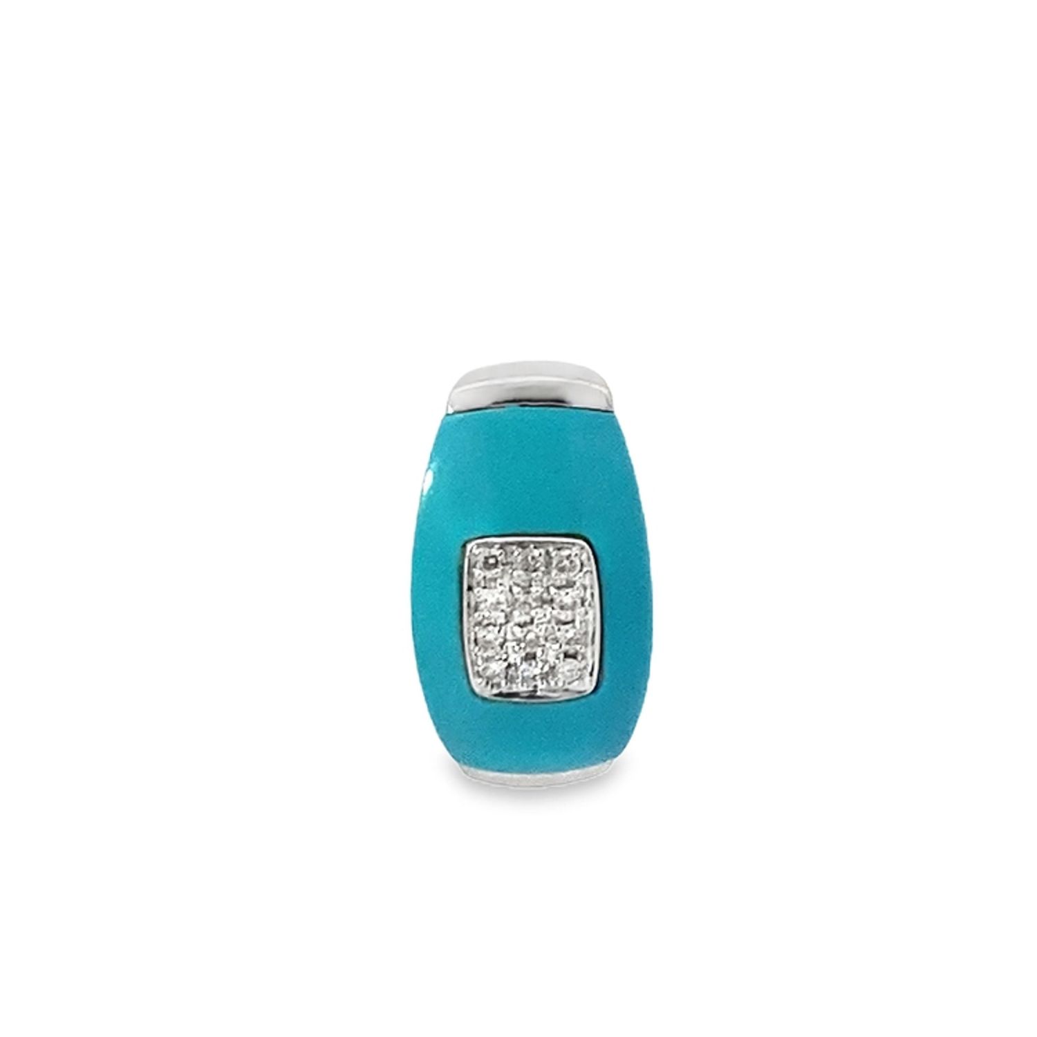 DIJE ORO BLANCO TURQUESA Y DIAMANTES MEDIO 14K