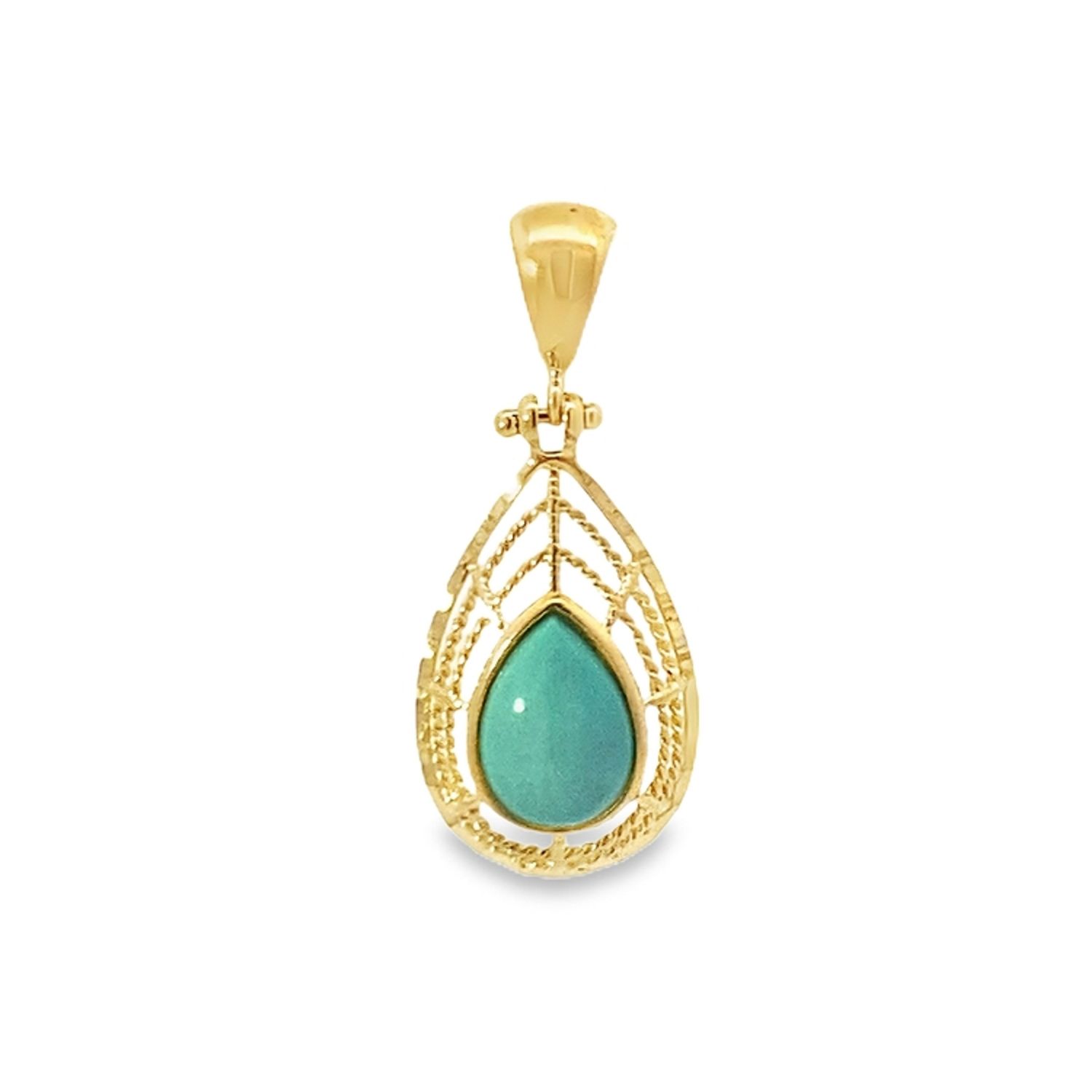 DIJE ORO AMARILLO TURQUESA DISEÑO GOTA