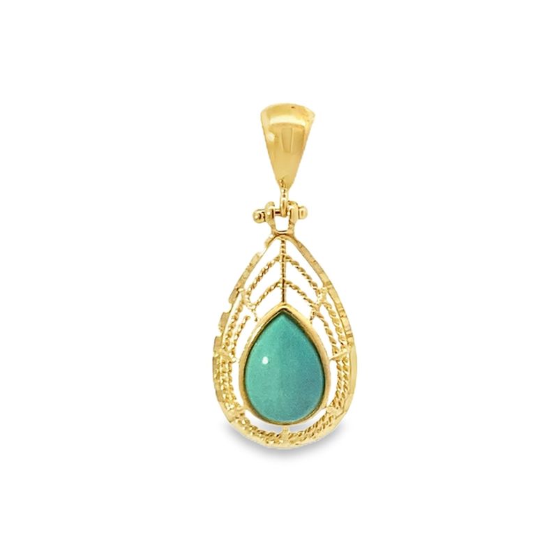 DIJE ORO AMARILLO TURQUESA DISEÑO GOTA