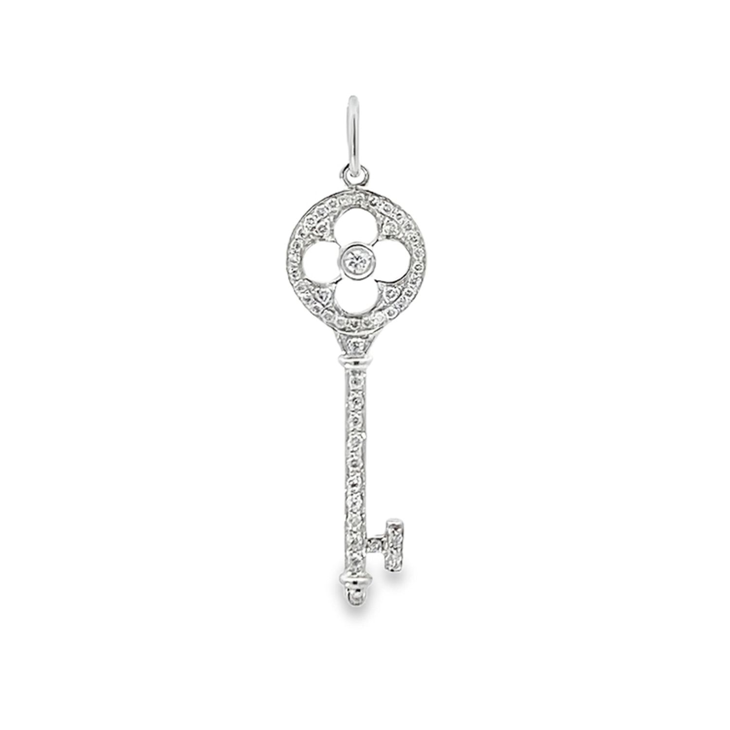 DIJE ORO BLANCO LLAVE DIAMANTES 0.36CT 14K