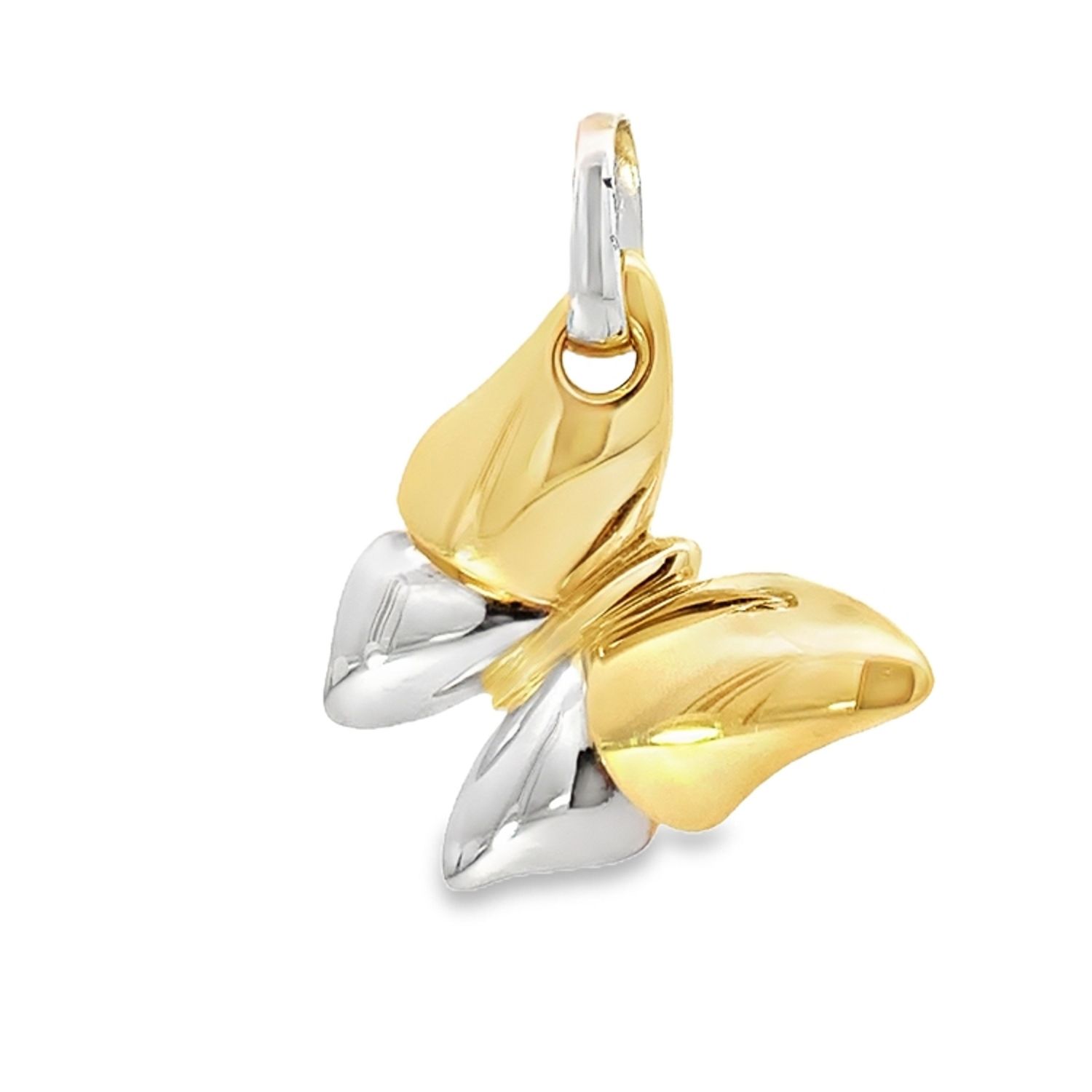 DIJE ORO COMBINADO LISO MARIPOSA GRANDE 18K