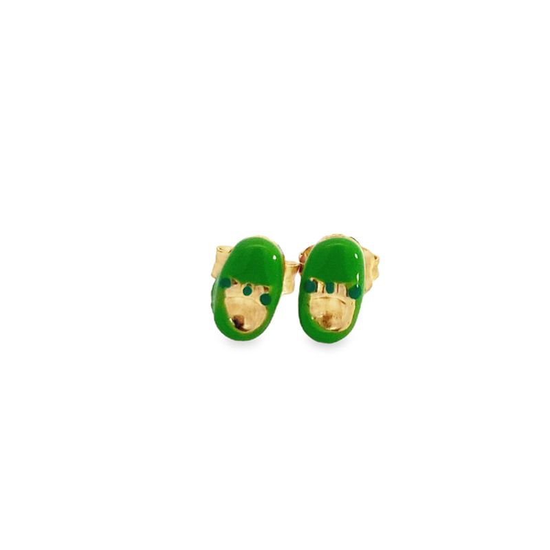 ARETES ORO AMARILLO DORMILONA ZAPATILLAS ESMALTADO