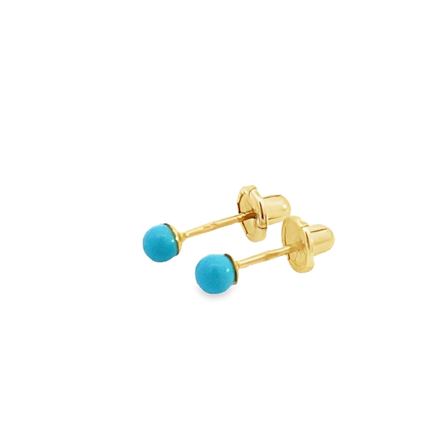 ARETES ORO AMARILLO DORMILONA TURQUESA MINI 14K