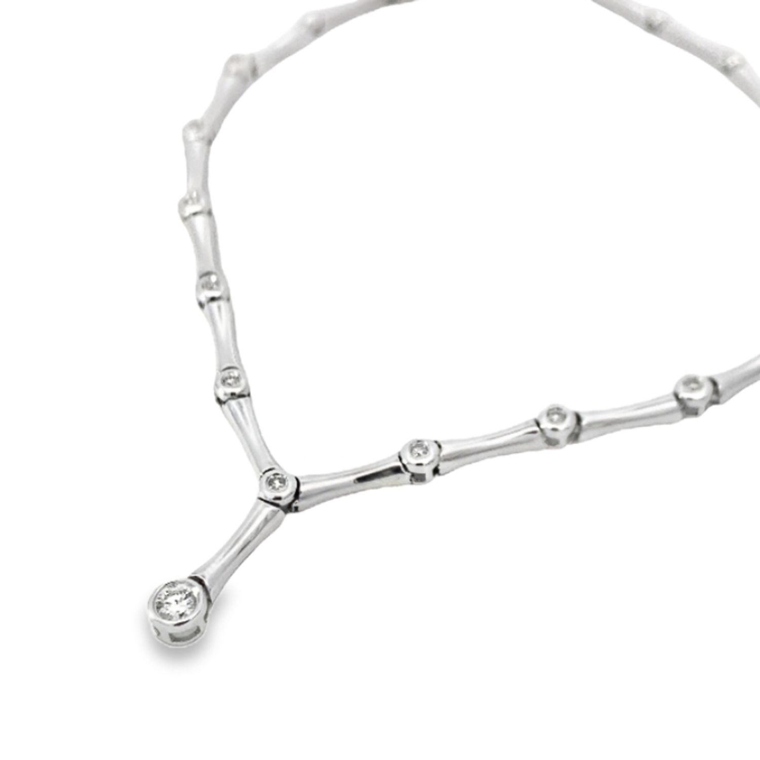 GARGANTILLA ORO BLANCO DIAMANTES ROUND CUT 14K19G