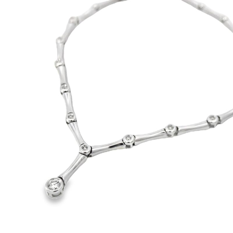 GARGANTILLA ORO BLANCO DIAMANTES ROUND CUT 14K19G