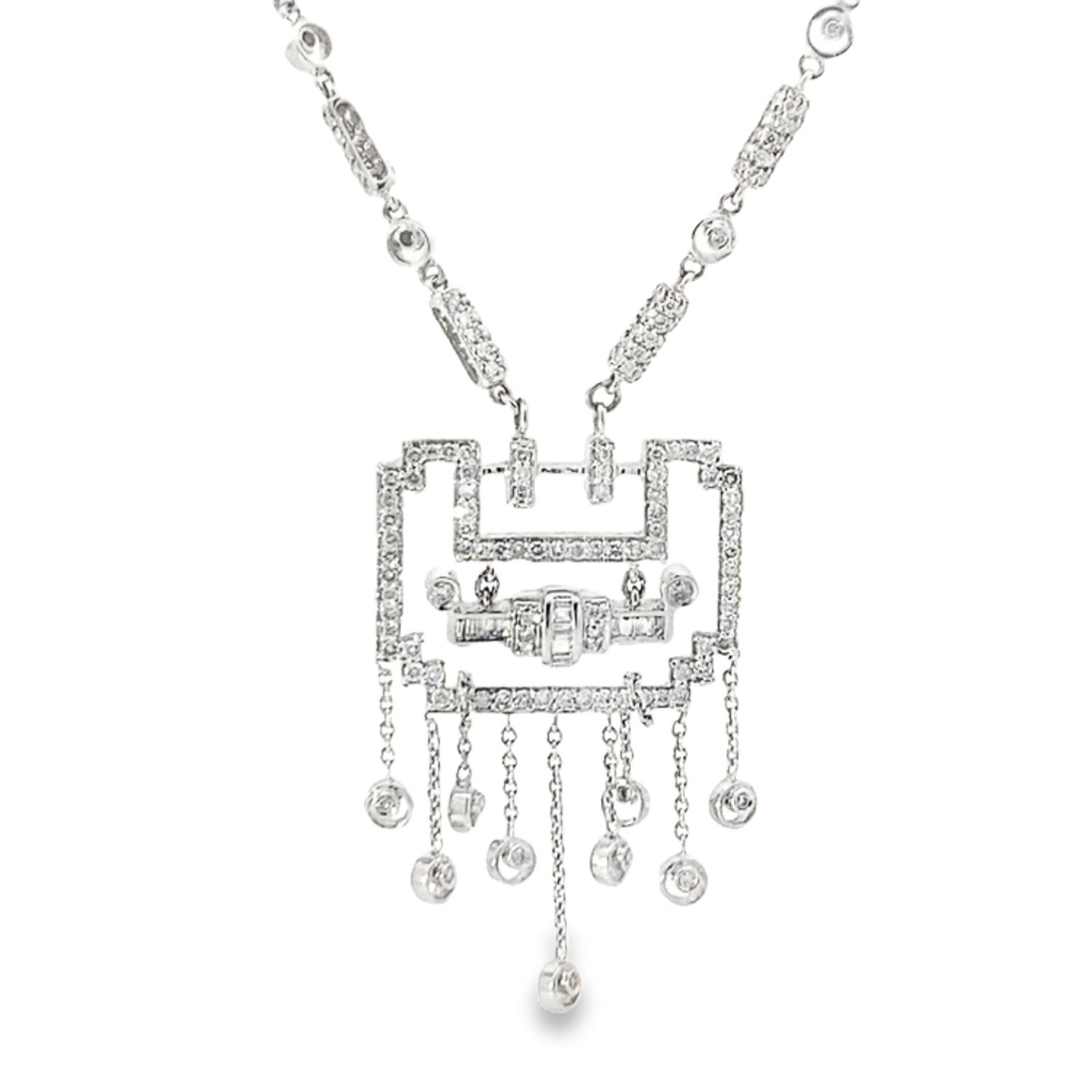 GARGANTILLA ORO BLANCO DIAMANTES CUADRADO GUINDALEZA