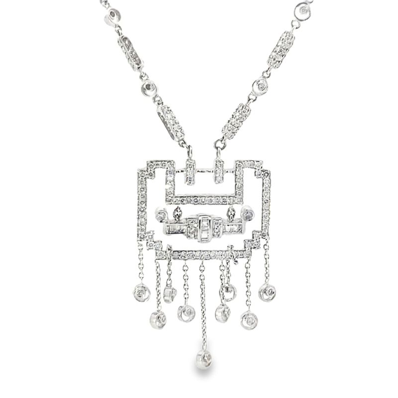 GARGANTILLA ORO BLANCO DIAMANTES CUADRADO GUINDALEZA