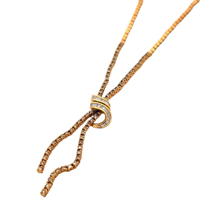 GARGANTILLA ORO BLANCO DIAMANTES MARRON CORBATA
