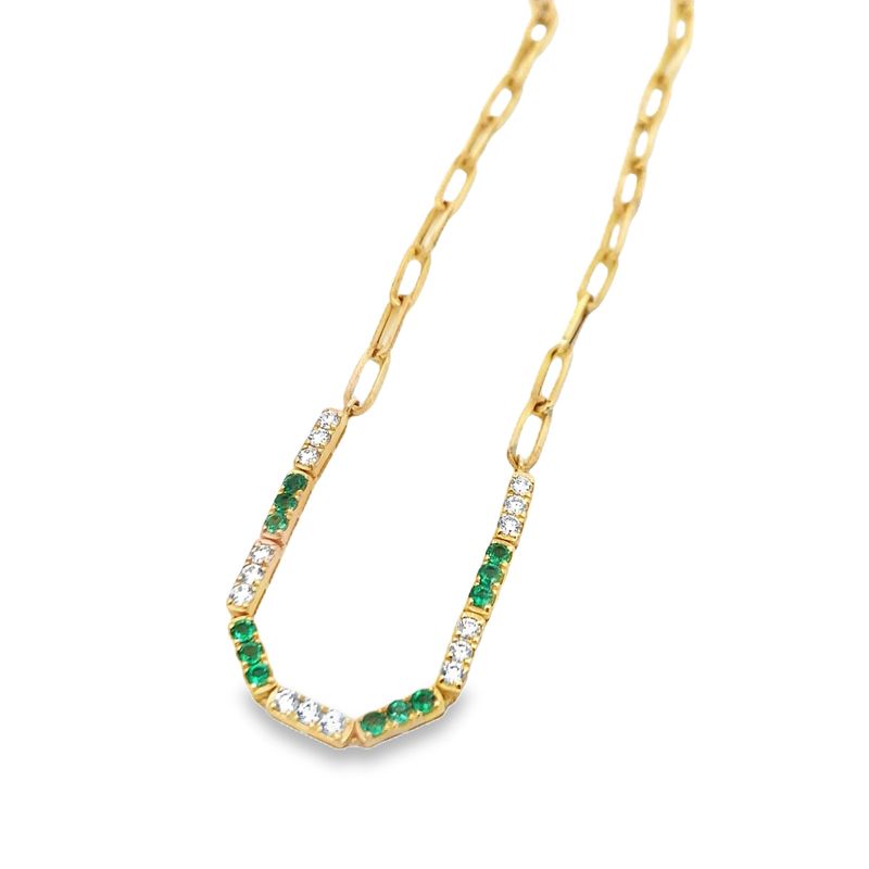 CHOKER ORO AMARILLO ESMERALDA Y DIAMANTES 14K