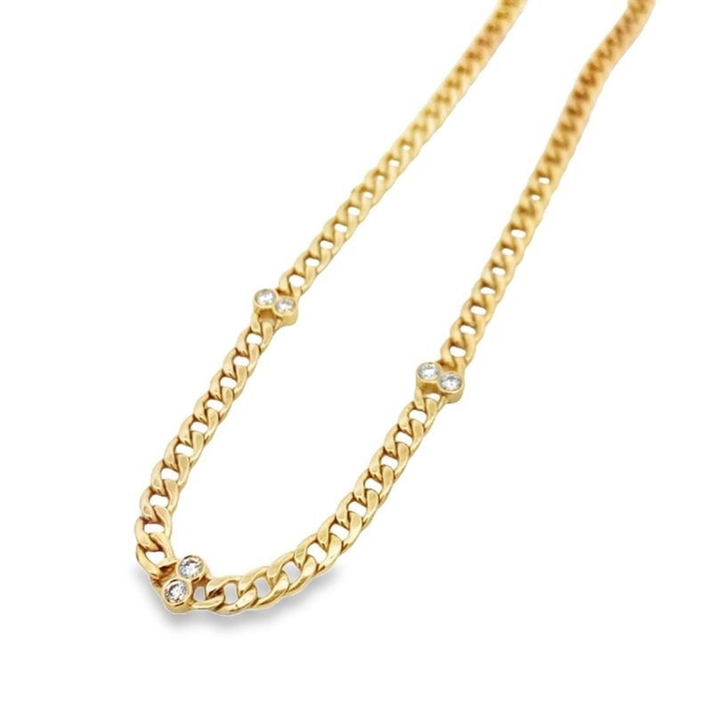 GARGANTILLA ORO AMARILLO ESLABONES TRES PIEZAS DIAMANTES 14K