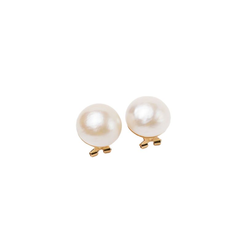 ARETES ORO AMARILLO PERLA GRANDE 14K