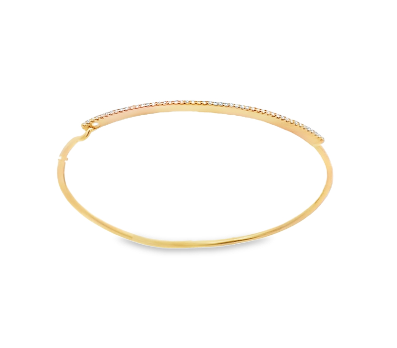 PULSERA ORO AMARILLA FINA BARRA DIAMANTES 14K