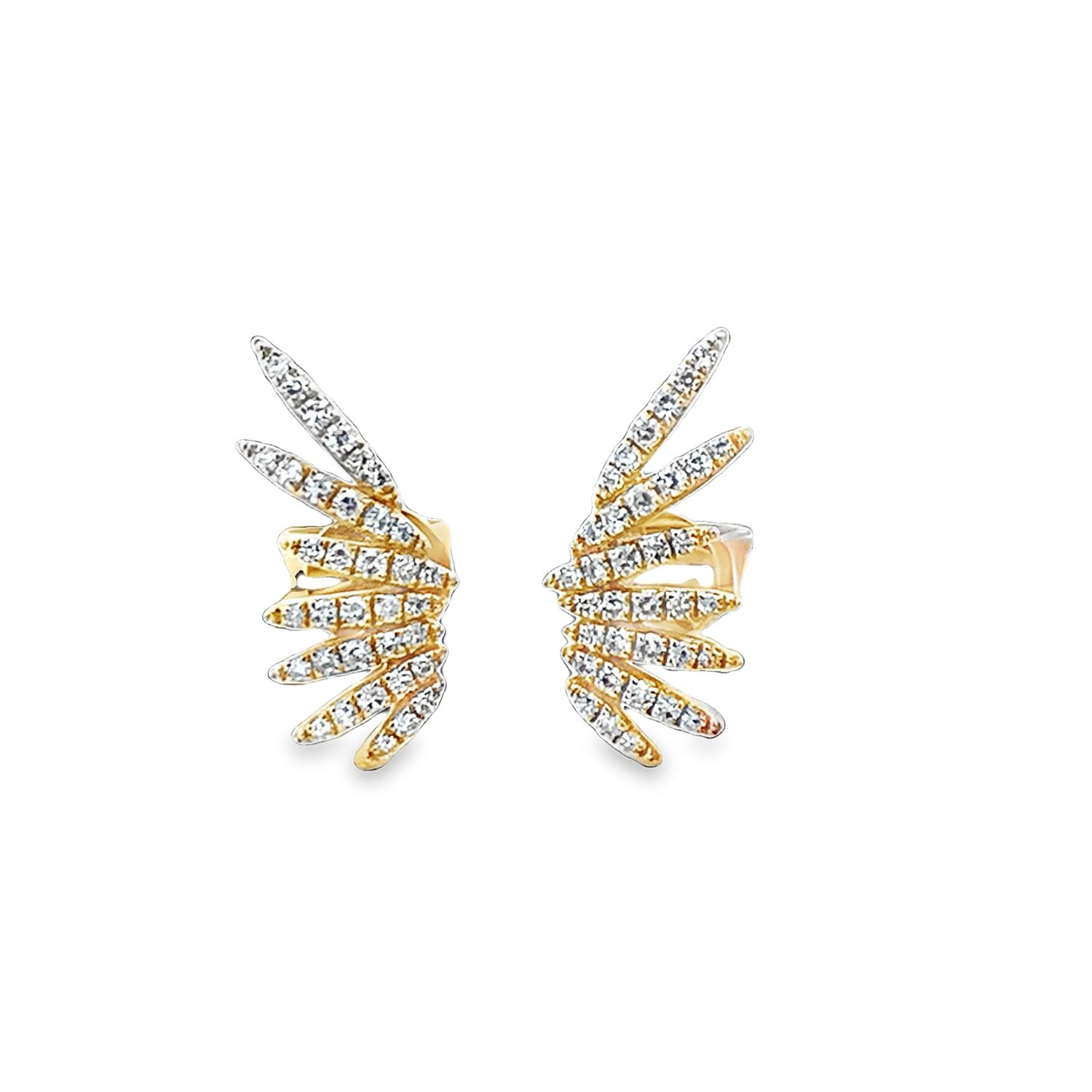 ARETES ORO AMARILLO DIAMANTES DISEÑO ALAS PEQ14K D.26