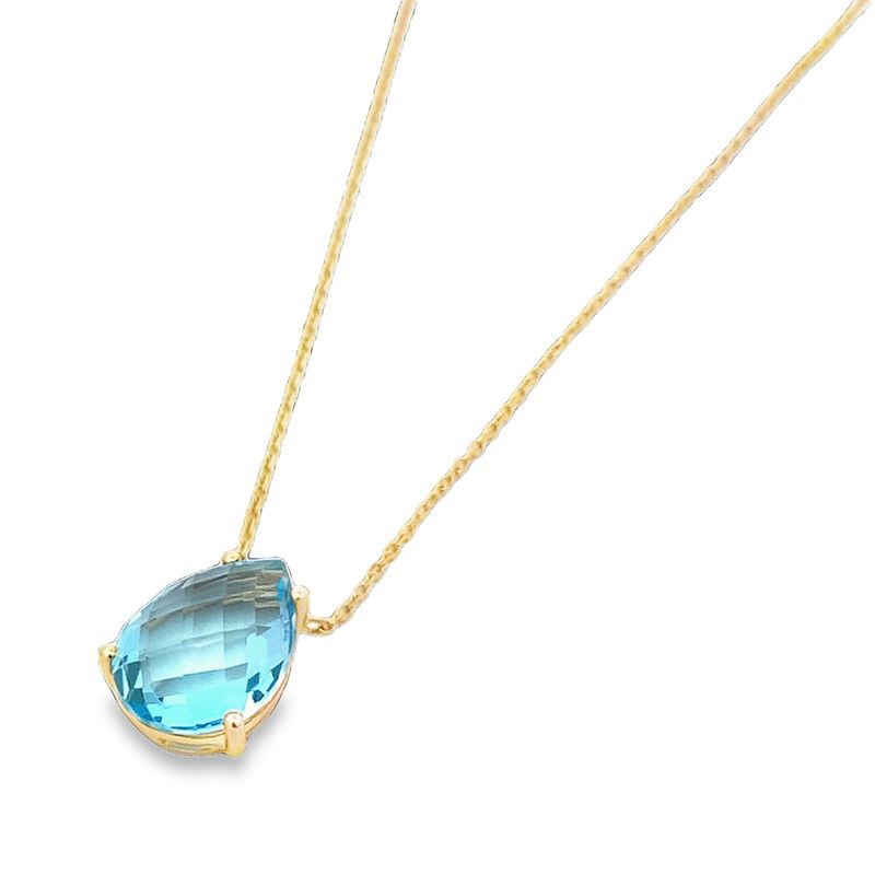 CADENA DIJE ORO AMARILLO TOPACIO AZUL GOTA 14K BT10.30