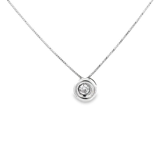 CADENA DIJE ORO BLANCO PUNTO DIAMANTES D.10 14K