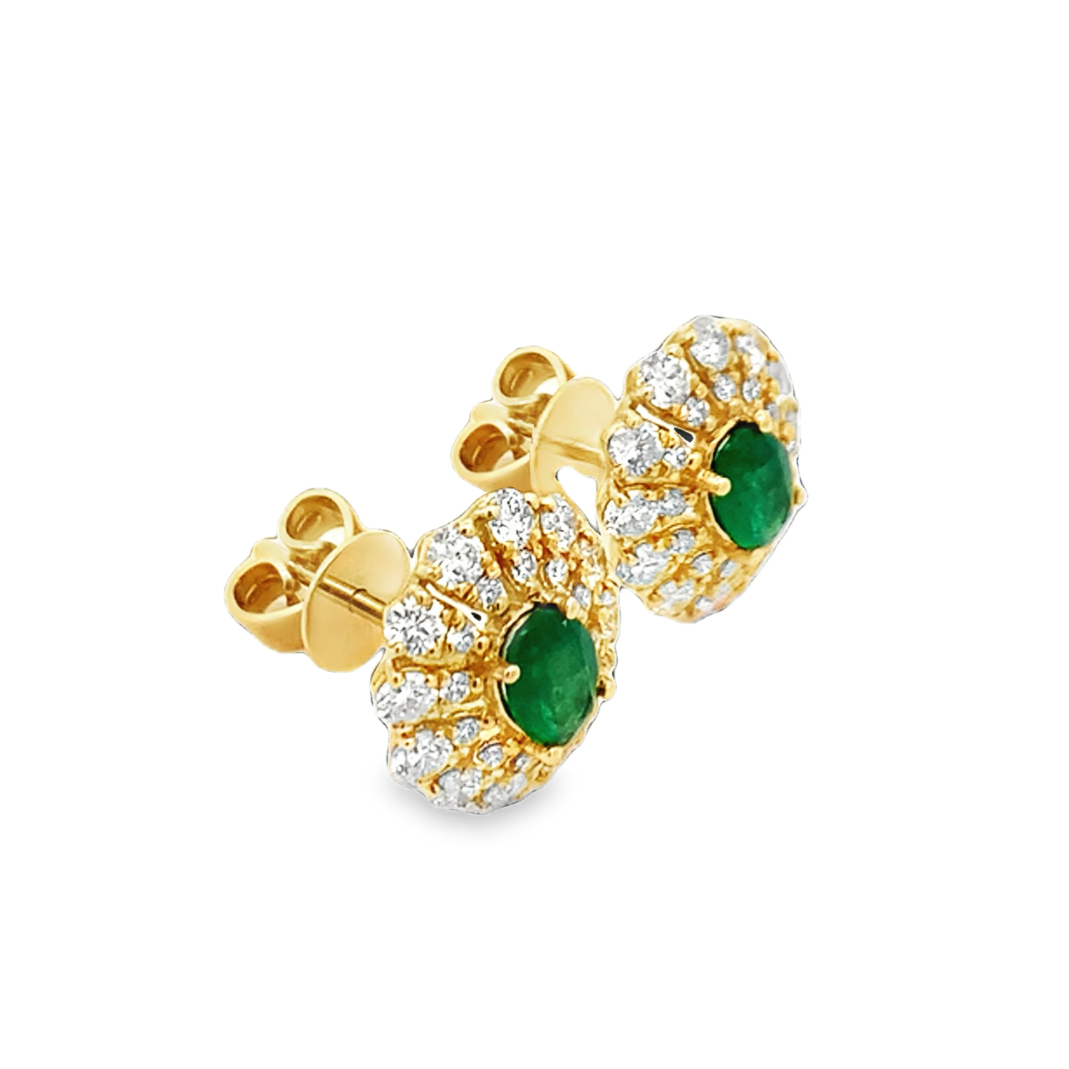 ARETES ORO AMARILLO ESMERALDA Y DIAMANTES 18K