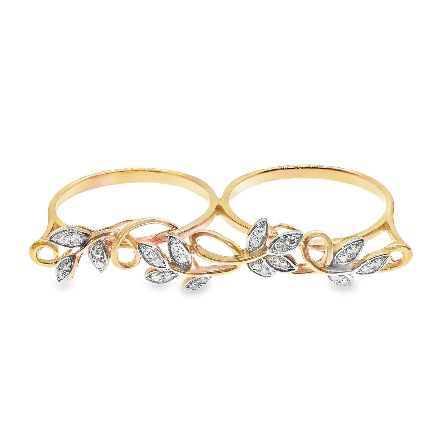 ANILLO ORO ROSADO DOBLE DIAMANTES 14K