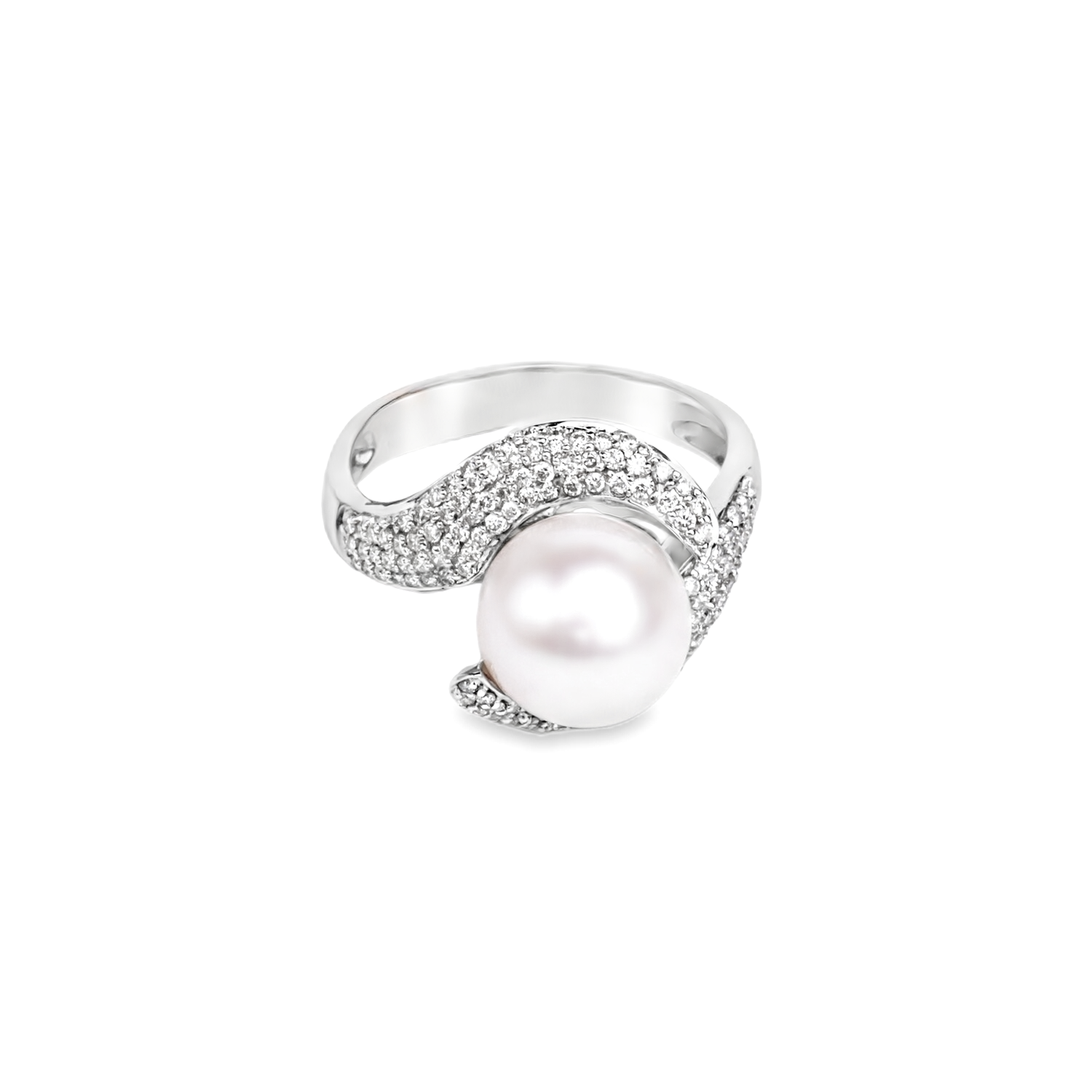 ANILLO ORO BLANCO 18K PERLA &amp; DIAMANTES
