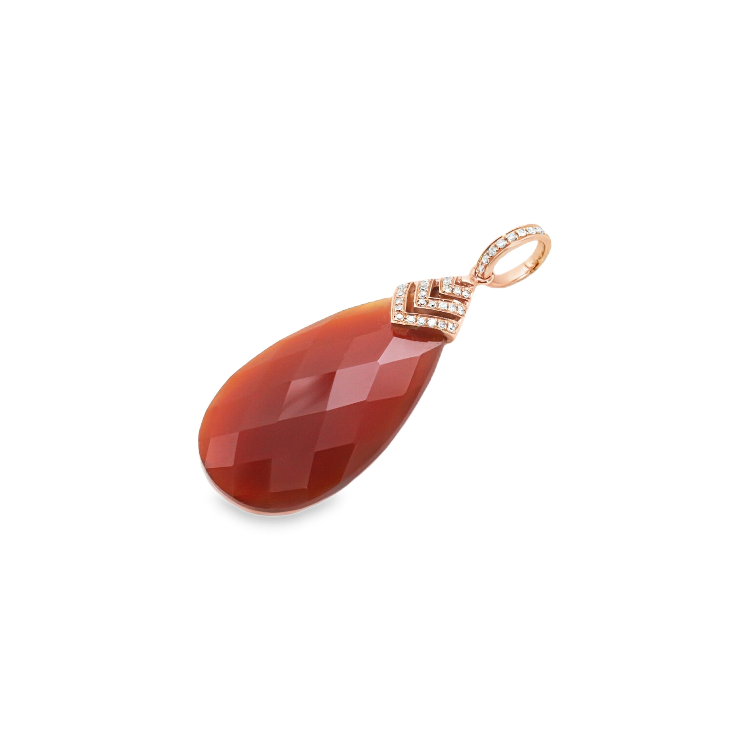 DIJE ORO ROSADO 14K AGATHA ROJA &amp; DIAMANTES GOTA