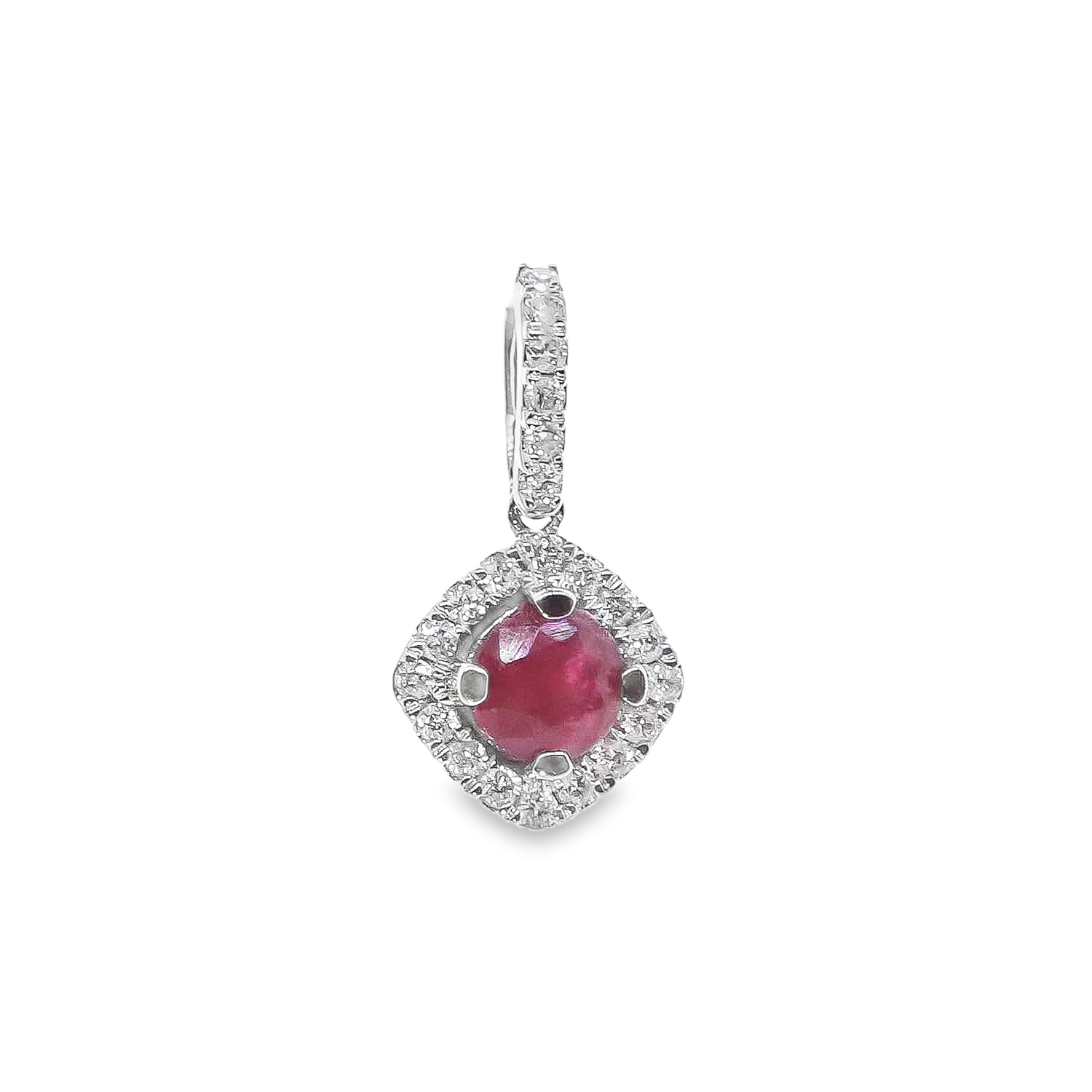 DIJE ORO BLANCO RUBI Y DIAMANTES 14K