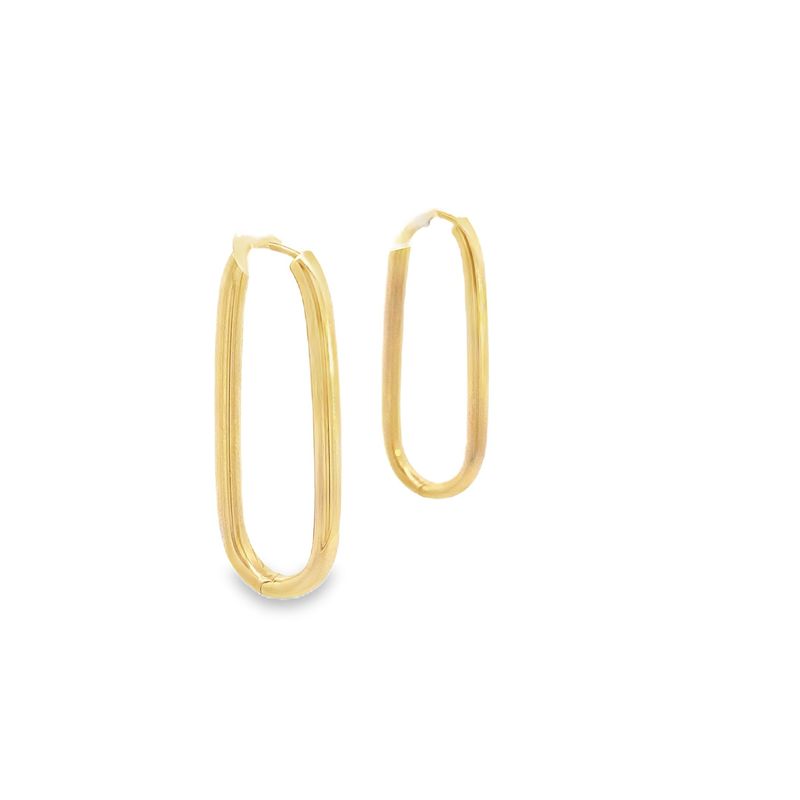 ARETES ORO AMARILLO ARGOLLAS OVALADA GRANDE LISA 14K