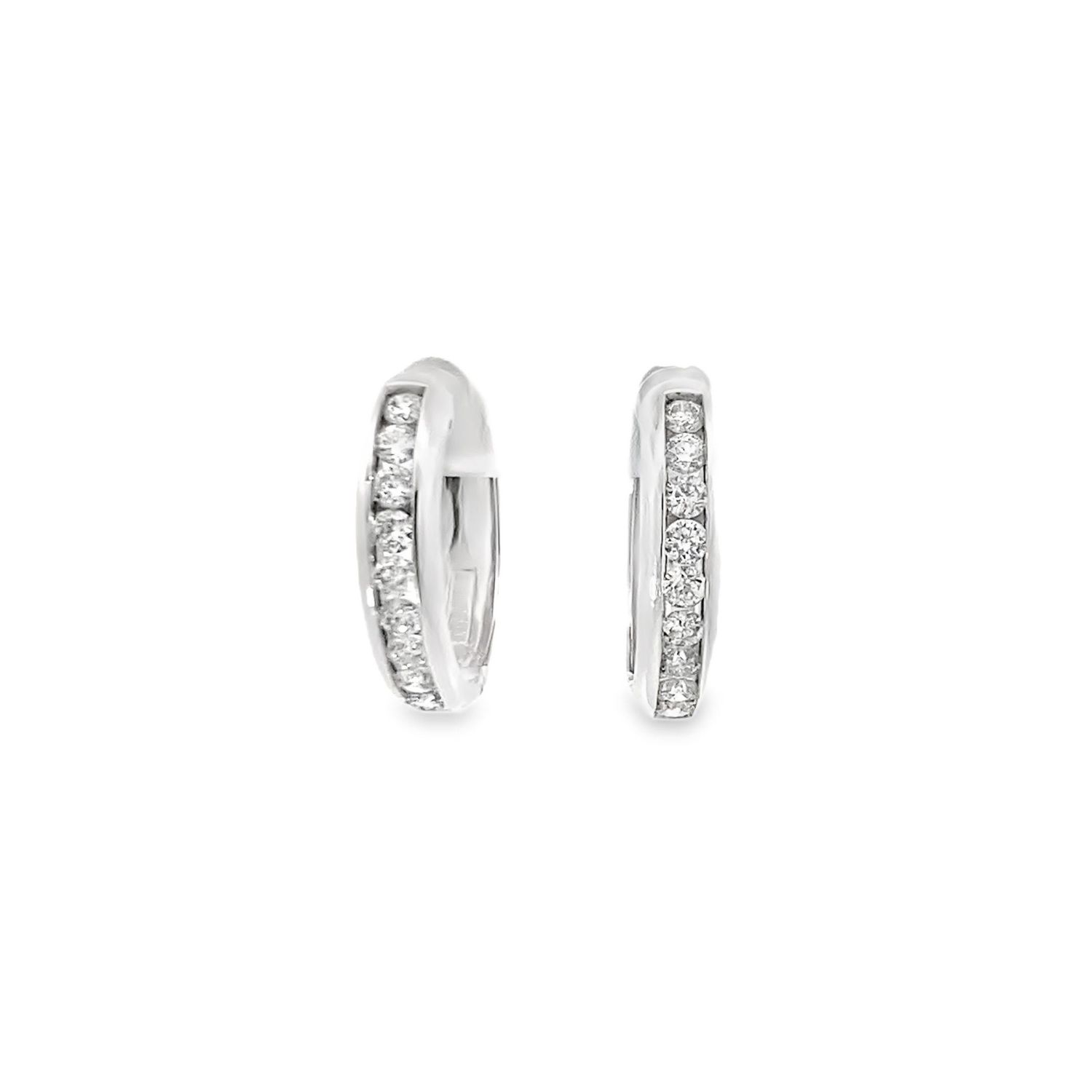 ARETES ORO BLANCO ARGOLLA DIAMANTES MEDIANAS 0.99CT 14K