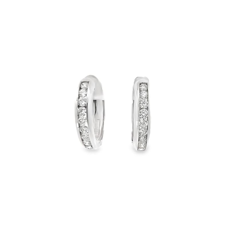 ARETES ORO BLANCO ARGOLLA DIAMANTES MEDIANAS 0.99CT 14K