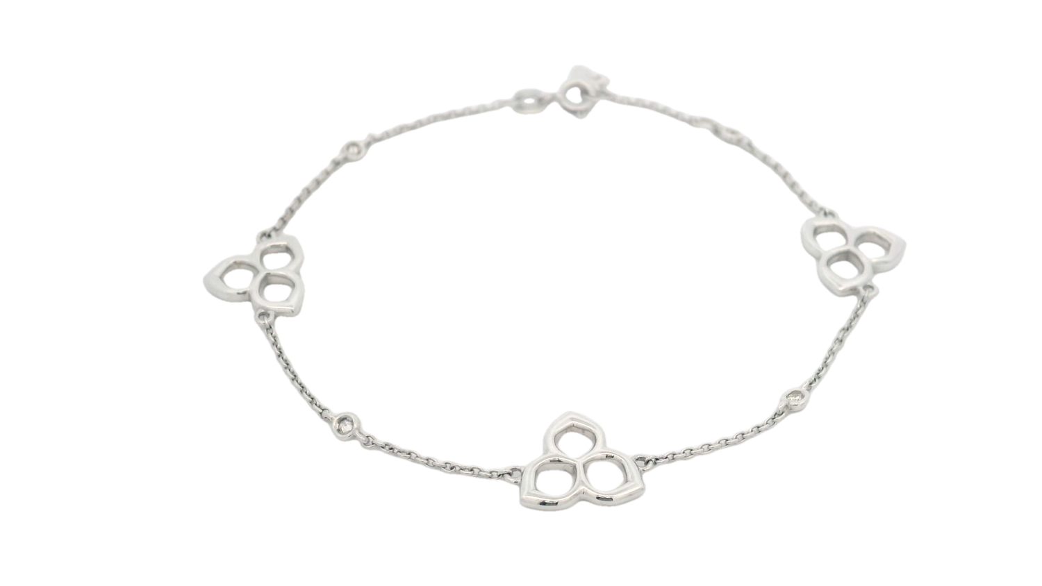BRAZALETE ORO BLANCO 3 SILUETA MAGNOLIA DIAMANTES 18K
