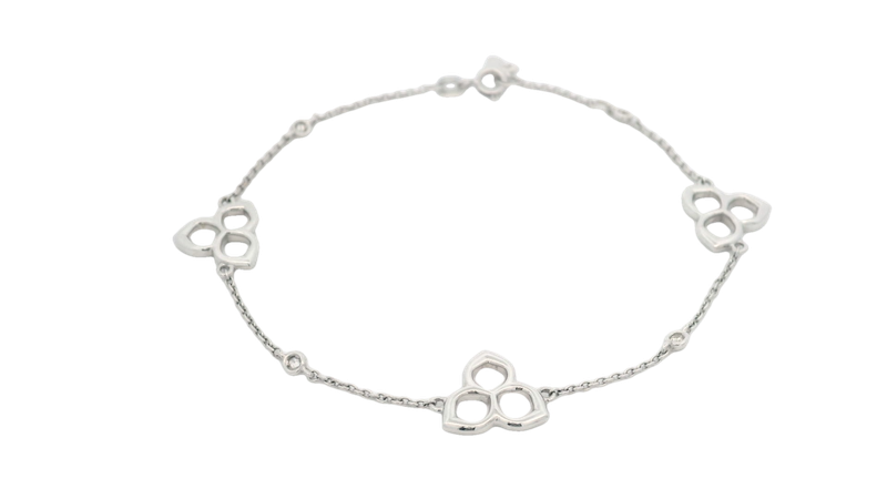 BRAZALETE ORO BLANCO 3 SILUETA MAGNOLIA DIAMANTES 18K