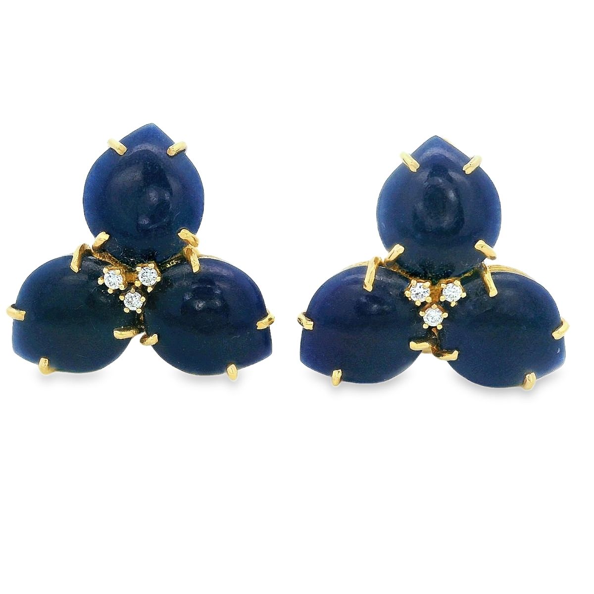 ARETES  ORO AMARILLO MAGNOLIA LAPISLAPSULI GRANDES 18K