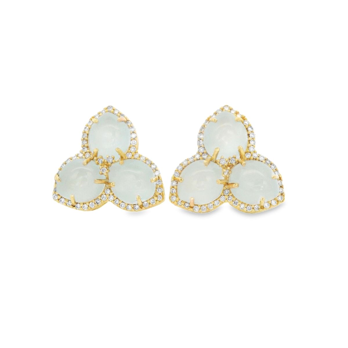 ARETES ORO AMARILLO MAGNOLIA AGUAMARINA PEQUEÑA DIAMANTES 18K