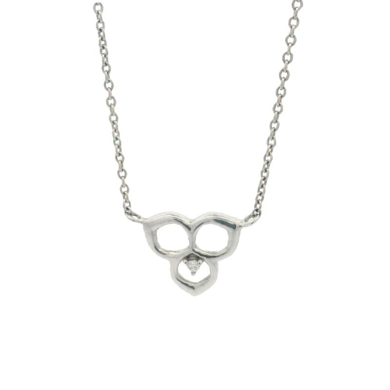 CADENA,DIJE ORO BLANCO SILUETA MAGNOLIA,DIAMANTES 18K