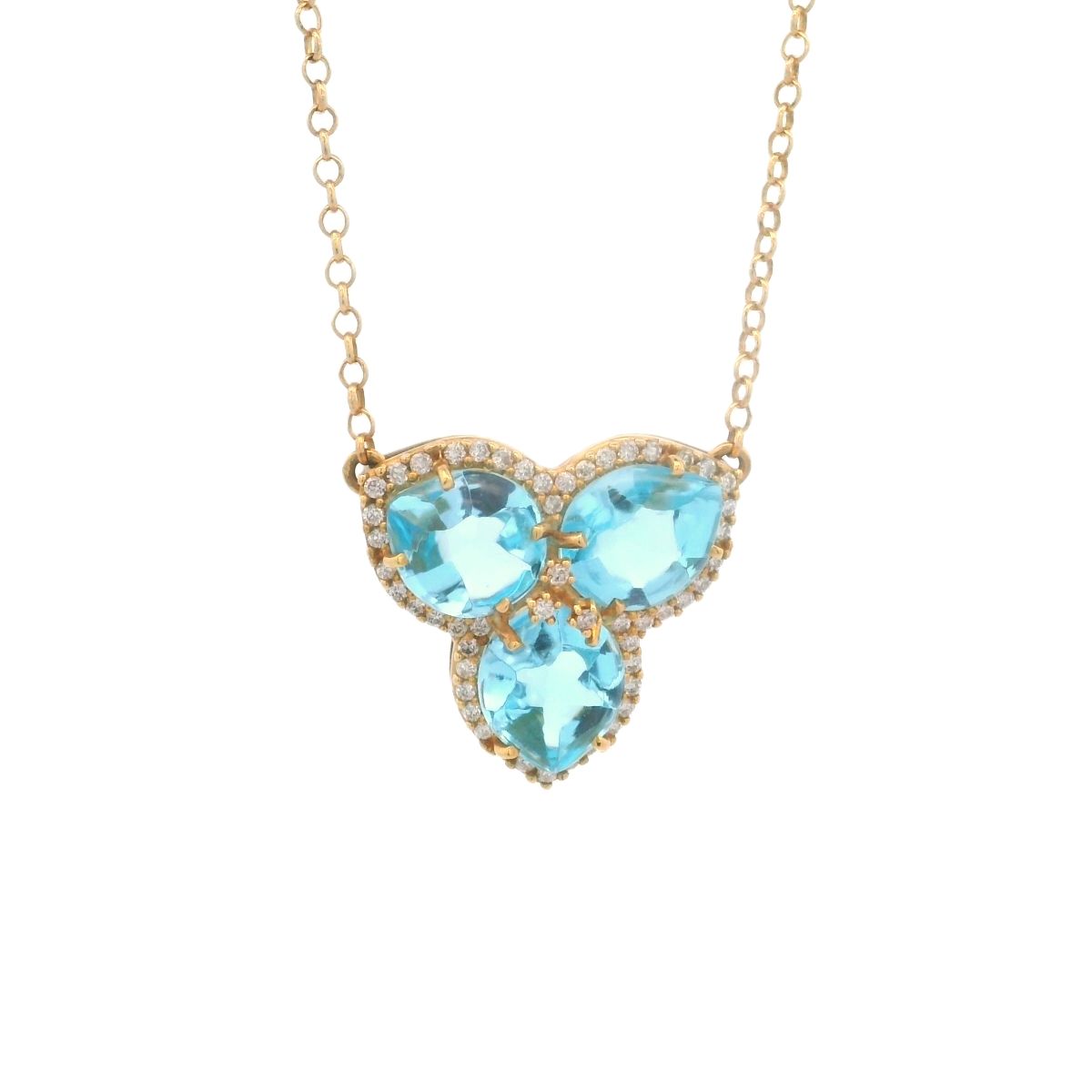 CADENA ORO AMARILLO MAGNOLIA TOPACIO AZUL Y DIAMANTES PEQUEÑA