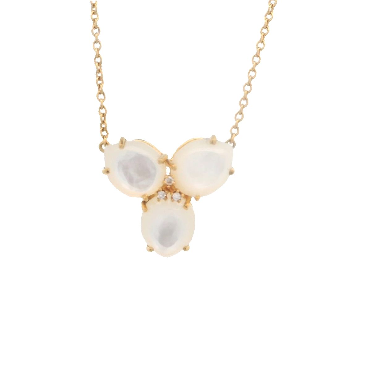 CADENA CON DIJE ORO AMARILLO MAGNOLIA MADRE PERLA PEQUEÑO Y DIAMANTES