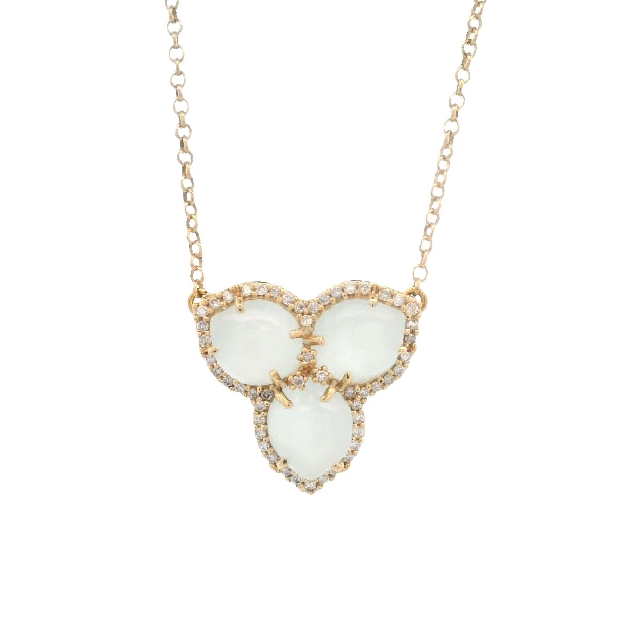 CADENA CON DIJE ORO AMARILLO MAGNOLIA AGUAMARINA PEQUEÑO Y DIAMANTES 18K