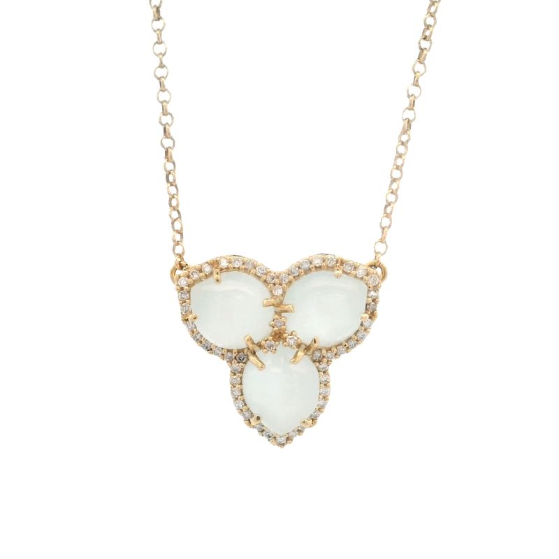 CADENA CON DIJE ORO AMARILLO MAGNOLIA AGUAMARINA PEQUEÑO Y DIAMANTES 18K
