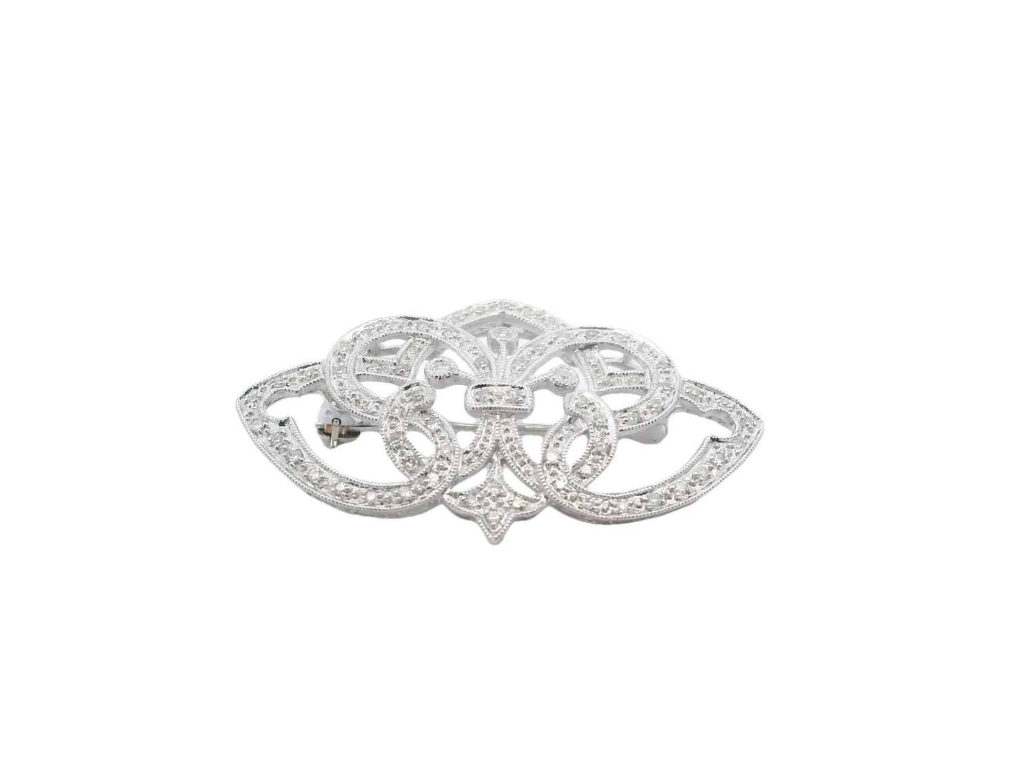 BROCHE ORO BLANCO DIAMANTES 14K